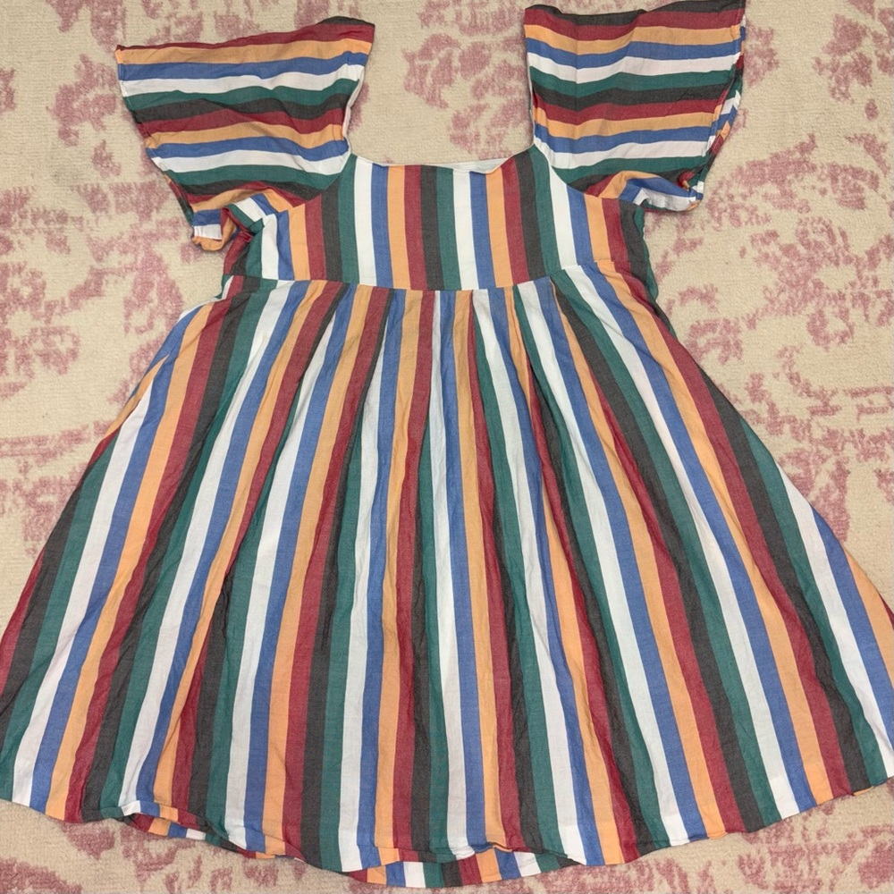 Madewell Multicolor Festival Stripe Square-Neck Mini Dress Women’s S - Picture 8 of 10
